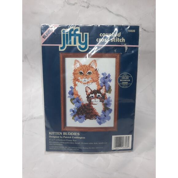 Dimensions Sunset Jiffy Counted Cross Stitch Kit Kitten Buddies 16606 - Picture 1 of 4